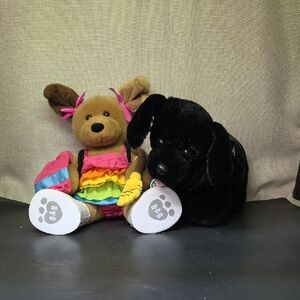 2 Build A Bear Puppies. Brown Sugar Pup, Promise Pets Black Pup